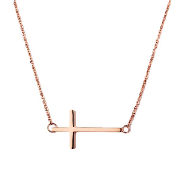

fashion simple infinity sideways cross necklace for women girl choker jewelry with 18k rose gold plated hign quality, Black