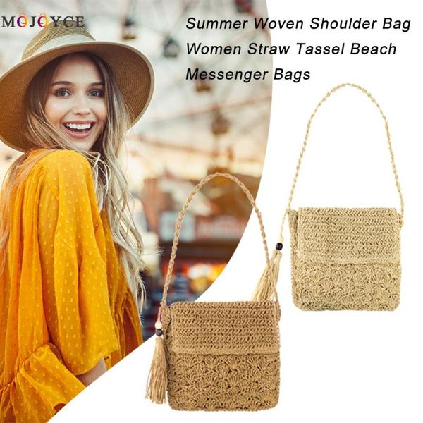 

лето woven crossbody мешок плечо женщины стро кисточка бич посланник сумка