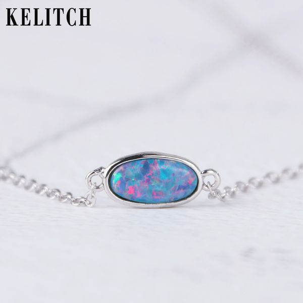

kelitch 925 серебряные ожерелья создано opal ожерелье октябрь birthstone choker цепи невесты ювелирных подарков для женщин девушки, Silver