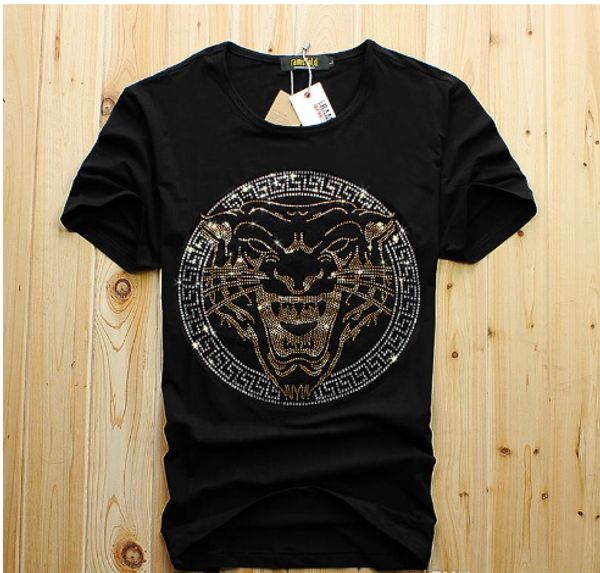 

Мужчины роскошные алмазный дизайн футболки мода футболки мужчины смешные футбол