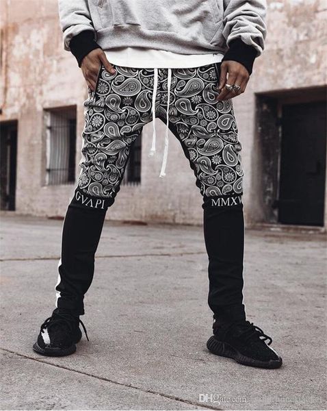 

mens designer cashew printing sweatpants fashion hip hop vintage elastic waist pants casual mens jogger clothing, Black