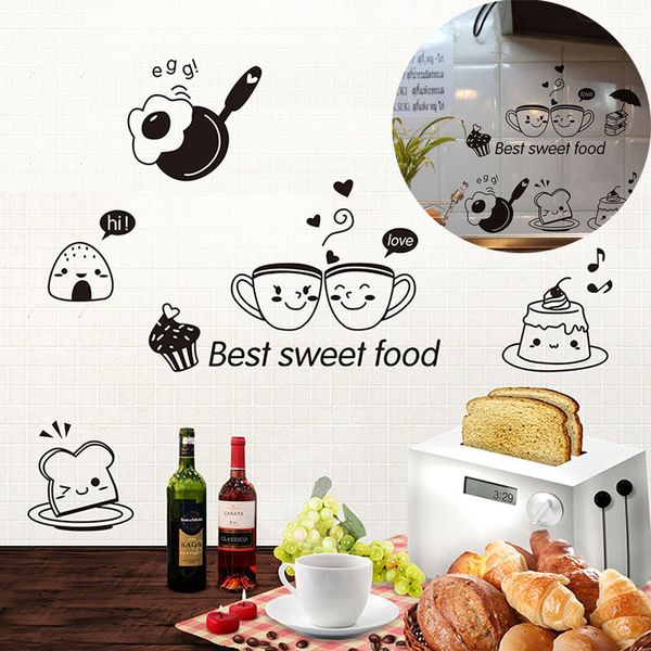 40 20cm Black Kitchen Wall Stickers Best Sweet Food Diy Wall Art