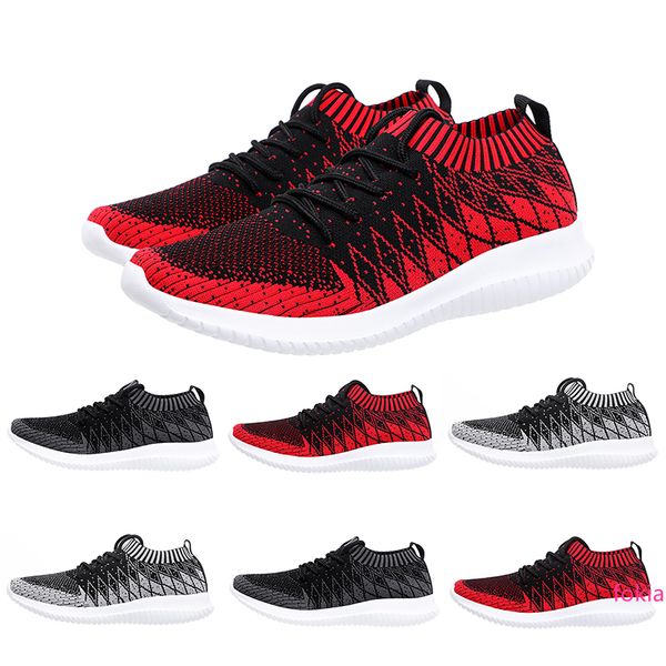 

black red grey fashion light weight womens men running shoes primeknit sock trainers sports sneakers homemade brand made in china size 39-44
