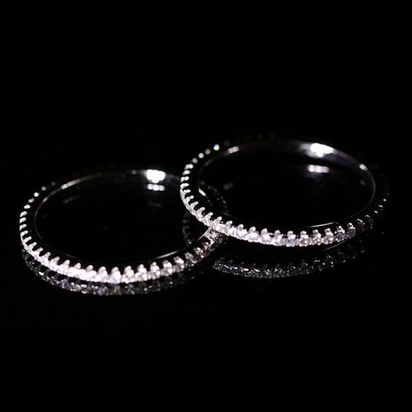 

Jz094 goldplated ultrafine tail womens ring full circle with diamond zircon single row micro stripe ring Korean version