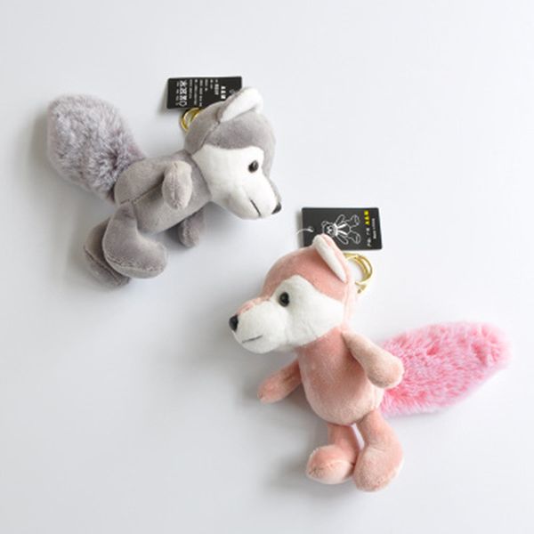 

1pcs 20cm perfume smell plush wolf dolls key chain fluffy keyring toys keychain key holder pendant gifts wholesale price, Silver