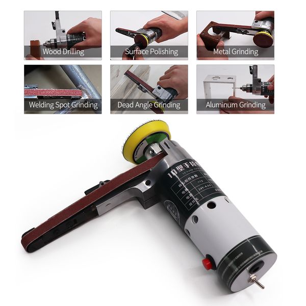 

portable mini electric belt sander grinder hand-held small grinding machine kit with sanding belts tool case grinding heads