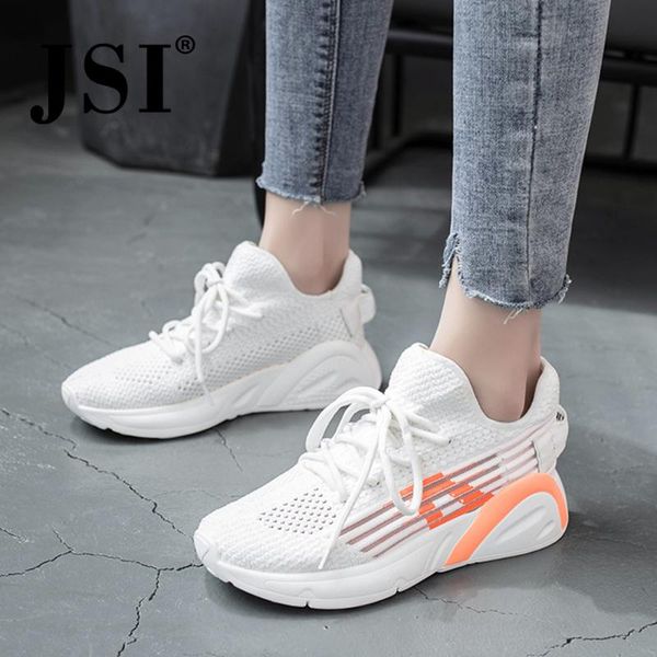 

jsi women fashion sneakers spring and autumn round head outdoor shoes lace casual shoes comfortable breathable knitted sy3, Black