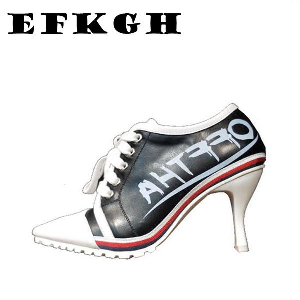 

women pumps fine shoes women lace-up high heel 7.5cm cross-tied pointed lady scarpe donna shoes pump scarpin scarpe donna, Black