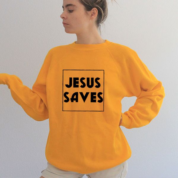 

sweatshirt jesus saves letter print fall clothes for women winter hoodies womens ulzzang hoodie long sleeve casual drop shipping, Black