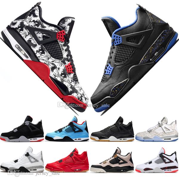 

2019 new arrial bred 4 4s what the cactus jack laser wings mens basketball shoes denim blue pale citron men sports designer sneakers 36-47