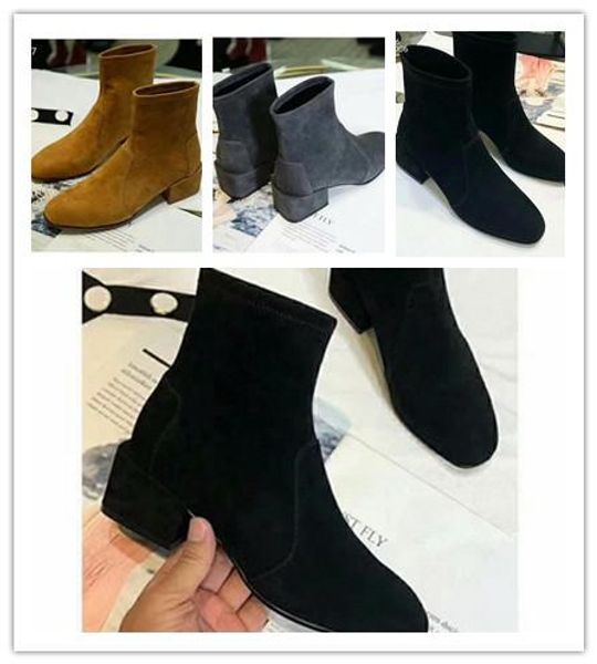 

fashion stretch boots the most fashionable designer cashmere thick with short boots ladies luxury party boots 34-40 size001, Black