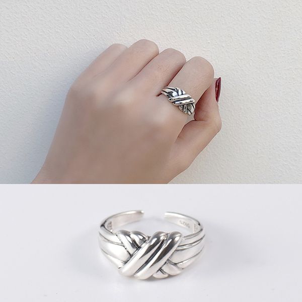 Retro S925 Real Sterling Sliver Ring Full Body Adjustable Opening