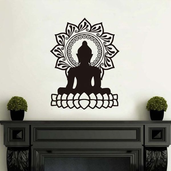 Indian Design Lotus Flower Wall Stickers Home Decor Buddha Silhouette Decals Livingroom Vinyl Art Removable Wallpaper Childrens For - Lotus Flower Wall Decal Indian Design Lotus Flower Wall Stickers Home Decor Buddha Silhouette Decals Livingroom Vinyl Art Removable Wallpaper Childrens For - Lotus Flower Wall Decal