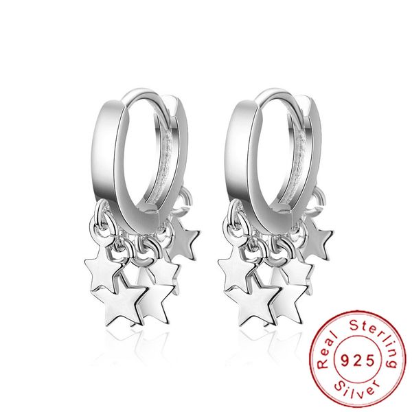 

exquisited 925 sterling silver small star hoop earrings female simple gold star ear piercing huggie earrings minimalistic se117, Golden;silver