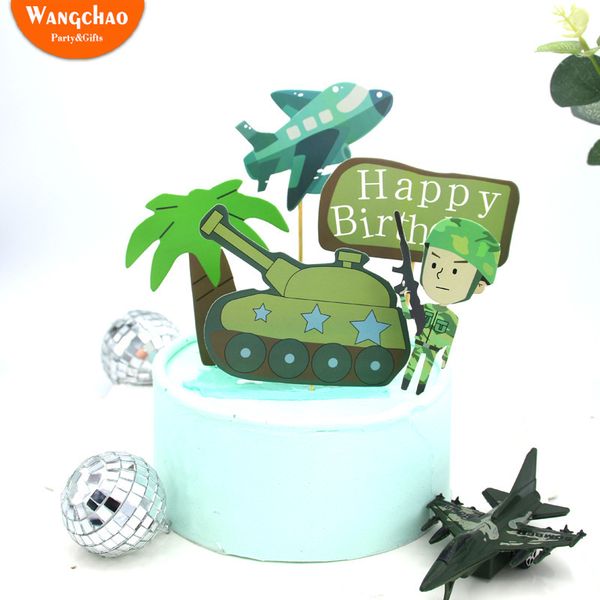 

1 set tank airplane army party theme cake er boy party favors children's birthday cake supplies decorations