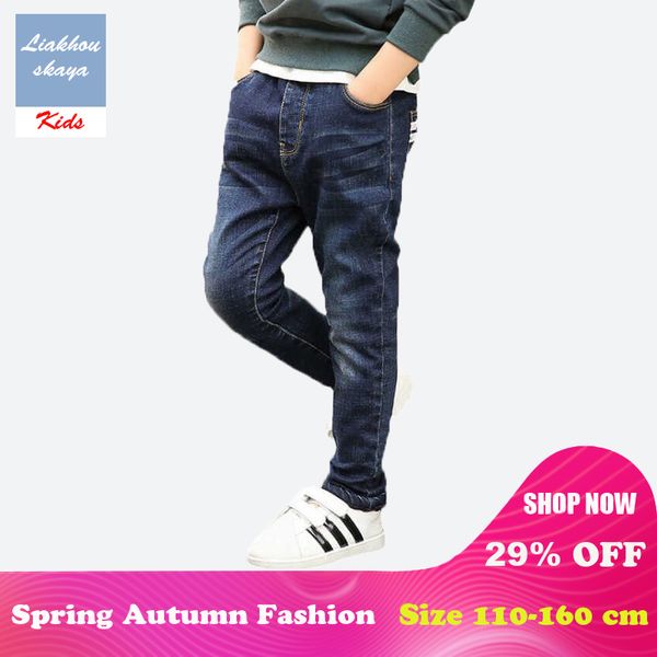 

liakhouskaya children spring autumn jeans for boy 2019 new fashion hight quality teenager denim warm pants korean kids clothes, Blue