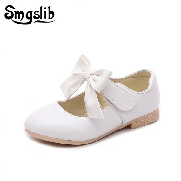 

smgslib girls shoes new leather princess school children wedding shoes fashion bowknot summer spring flat kids girl dress, Black;grey