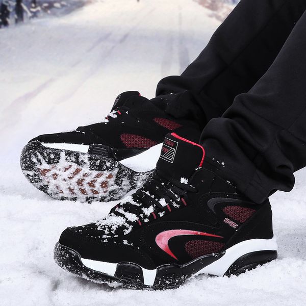 

winter keep warm outdoor sneakers men women snow boots waterproof couple sports shoes woman outdoor fur plush sneaker, Black