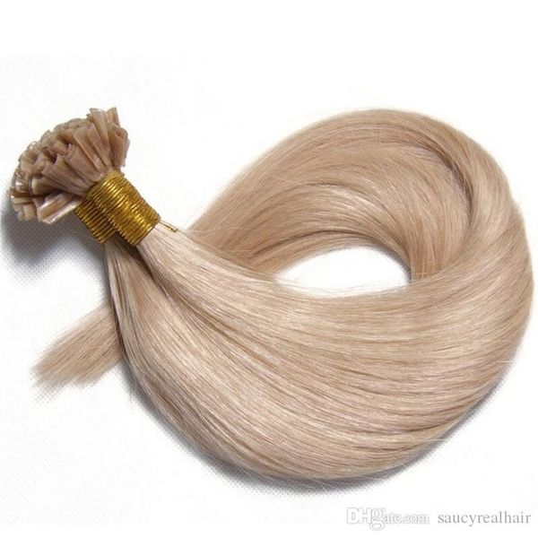 

200g 10"-26" blonde color indian remy hair grade 8a stick pre-bonded nail/u tip human hair extensions fast shipping, Black
