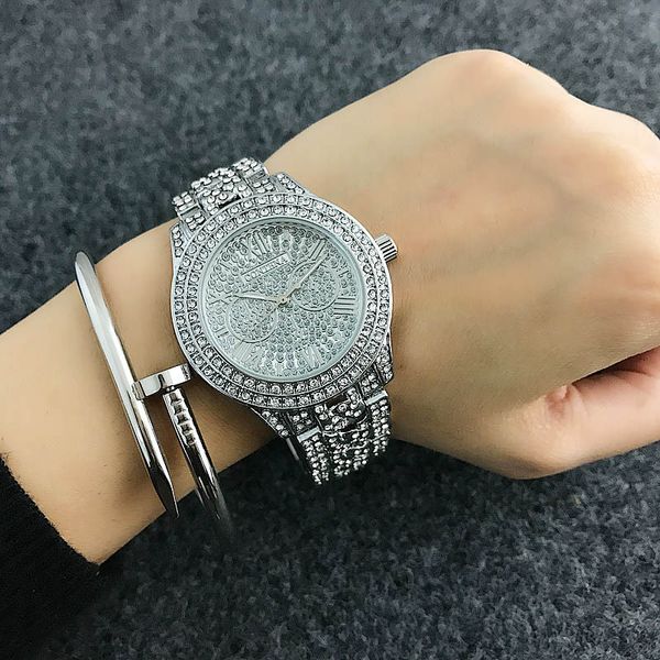 

contena shiny diamond watch luxury rhinestone bracelet watch women watches full steel fashion women's watches clock, Slivery;brown