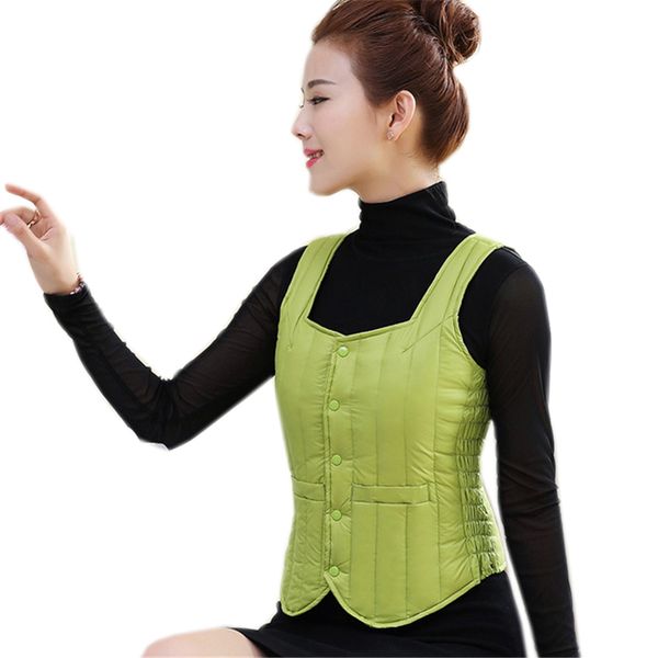 

new autumn winter women warm down jacket sleeveless coat female slim vests waistcoat lady short paragraph vest clothings wz106, Black