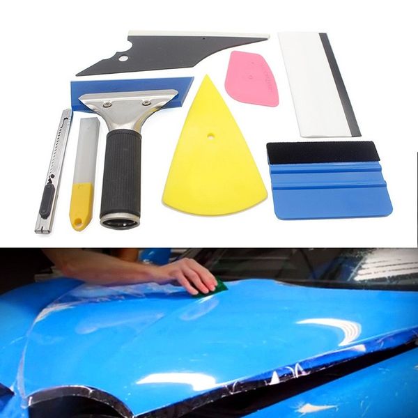 

8pcs/set car tint vinyl wrap film squeegee scraper tools vehicle sticker installation kit cutter knife styling auto accessories