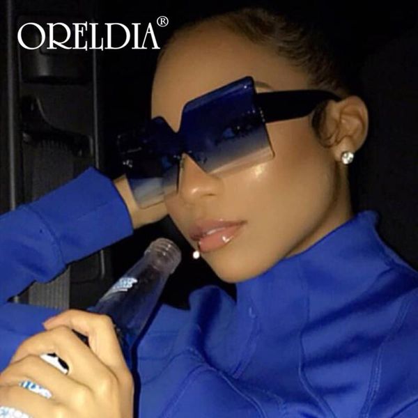 

fashion oversized square rimless sunglasses women brand designer flat big sun glasses female one piece travel gafa de sol obyhu