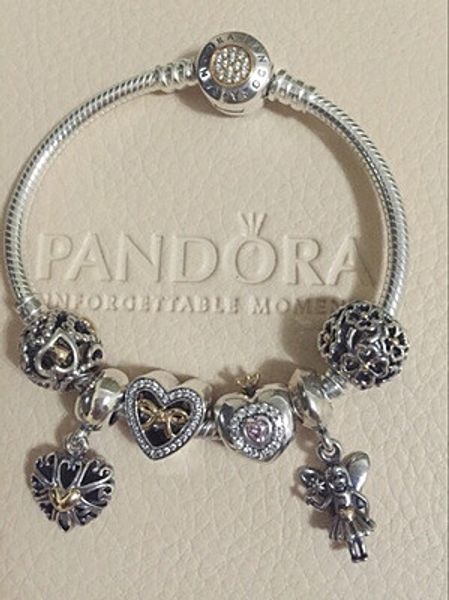 

new pandora snake chain 925 charms silver original pandora bracelets jewelry for women friendship bracelets for women making bangles gifts, Golden;silver