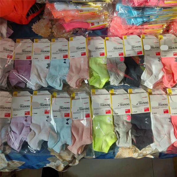 

luxury designer brand women socks u&a crew ankle low cut short socks winter low stockings girls low-cut sock slippers with tag c62911, Pink;yellow