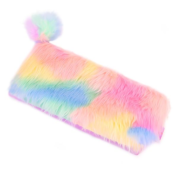 

plush gift soft storage pouch rainbow colorful stationery cosmetic holder pencil case school supplies large capacity