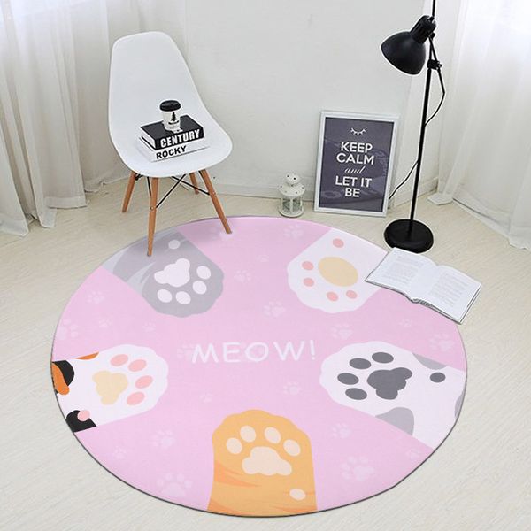 

catoon cute cat round carpet bedroom rug for living room kids play mat bathroom anti-skid kitchen children pink rugs