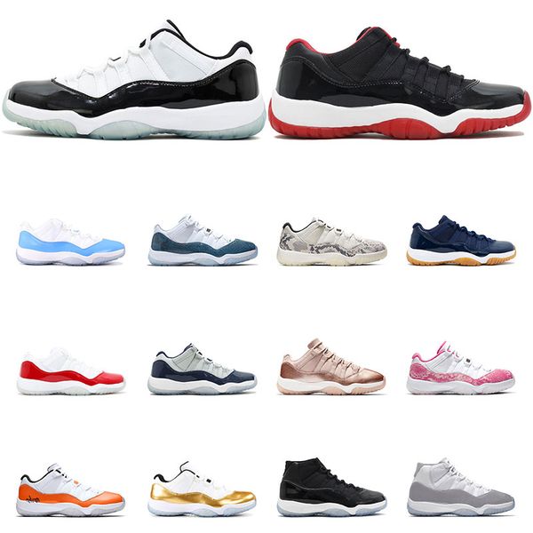 

2020 air retro jordan 11 men women basketball shoes light bone bred low concord low bred high athletic sports sneaker size 5.5-13, White;red