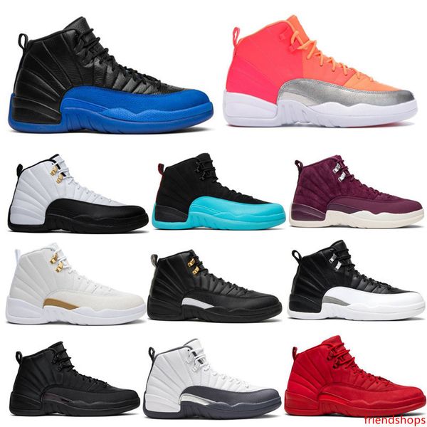 

new 12 12s men basketball shoes sunrise dark grey game royal game ball the master black flu game taxi playoffs sports sneaker with