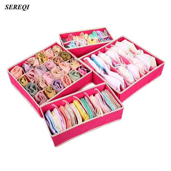 

sereqi 4pcs non woven rose red storage box ties socks bra underwear storage bins cube drawer closet divider organizer container
