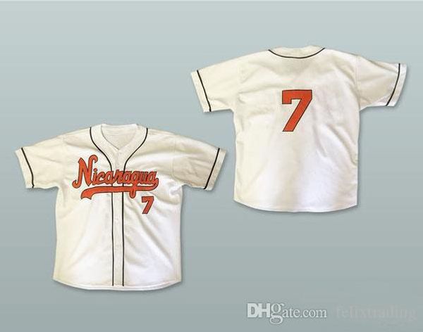 

Nicaragua 7 White Baseball Jersey Movie Jerseys Men All Stitched Baseball Jerseys Free Shipping white Color