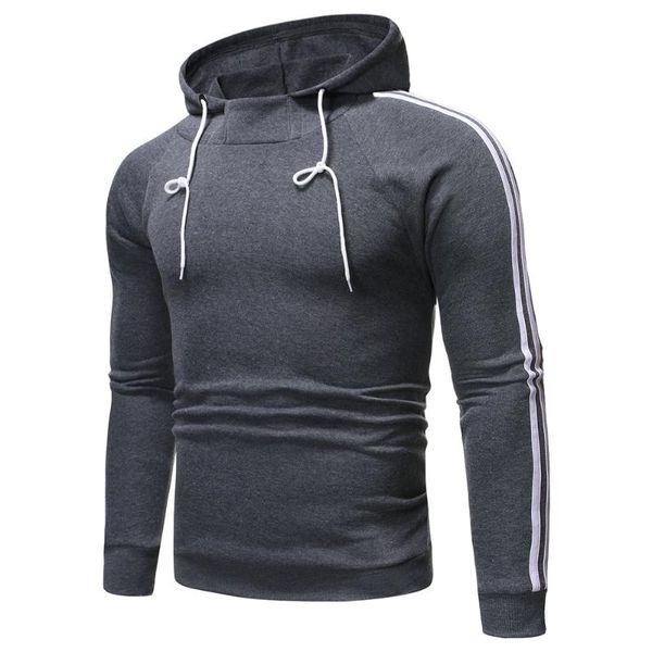 

2019 autumn and winter new style selling ouma men-style contrast color webbing casual hooded pullover hoody, Black