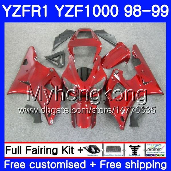 Carrozzeria per YAMAHA YZF R 1 YZF1000 TUTTI Rosso lucido YZF-R1 1998 1999 Telaio 235HM.AA YZF-1000 YZF R1 98 99 YZF 1000 YZFR1 98 99 Carenatura carrozzeria