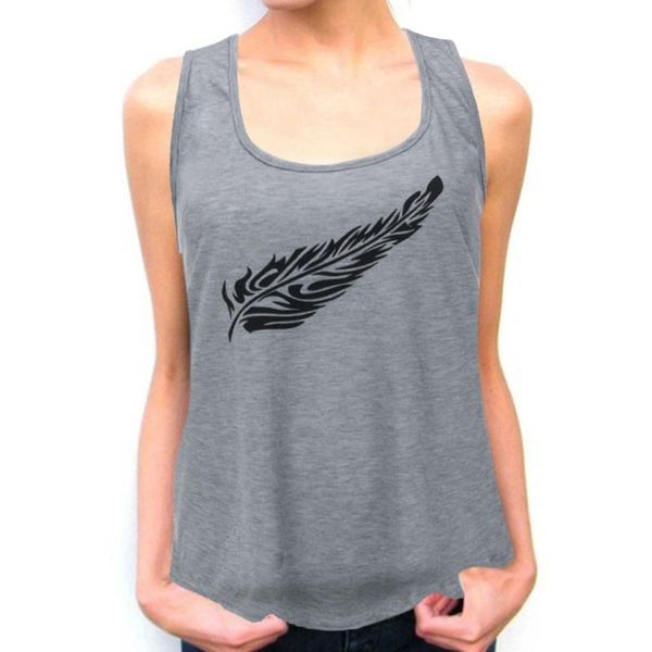 

women summer casual fashion 2020women's fashion sleeveless o-neck leaf print tank plus size cotton vest#s, White