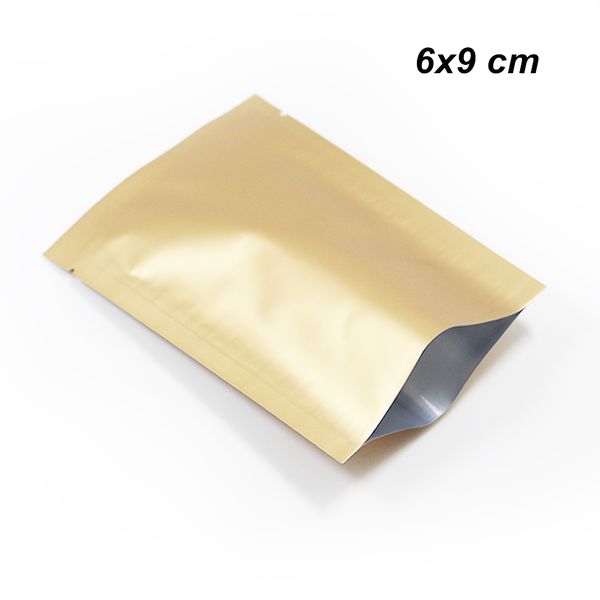 6 x 9 cm, oben offen, mattes Gold, reine Mylar-Folie in Lebensmittelqualität, Vakuumverpackungsbeutel, Aluminiumfolie, heißversiegelbarer Verpackungsbeutel für trockene Lebensmittel, Kekse