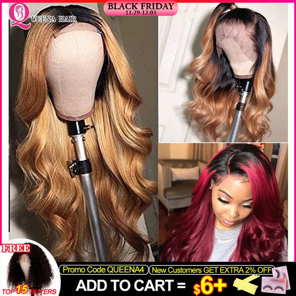 Glueless Brazilian Front Lace Wig13x4 Body Wave Colored Human Hair