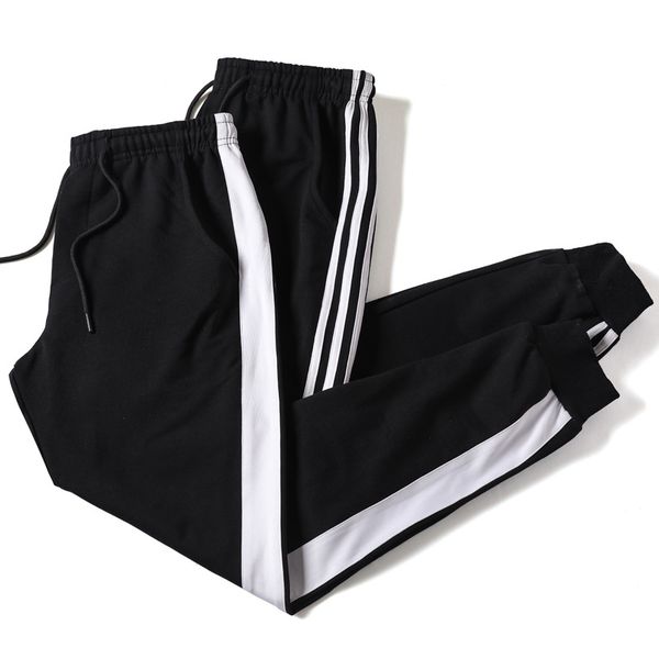 

athletic pants men's spring and autumn beam leg closing skinny men's casual pants black and white with pattern trousers women&#039, Black;blue