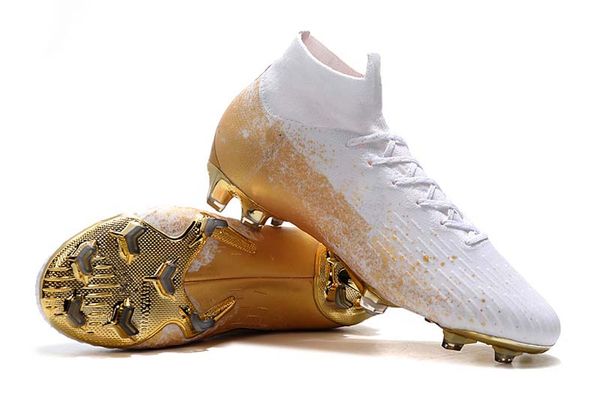 

2019 superfly 7 elite cr7 fg football boots fg men soccer shoes white gold soccer cleats