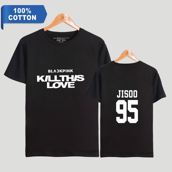 

blackpink single kill this love wild joker men and women pure cotton short sleeve shirt t shirts, Gray;blue