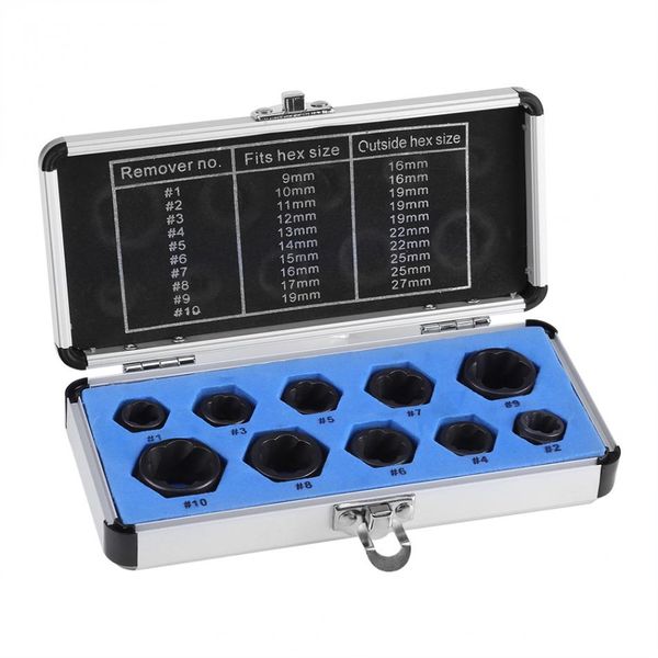

2 kinds 10pcs/set alloy damaged bolt nut screw remover extractor removal set nut removal socket tool kit hand tools set