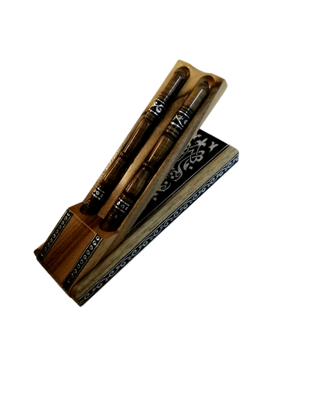 

personalized handcrafted wooden pen set - wooden pens- handcrafted box - elegant gift executive gift, Blue;orange