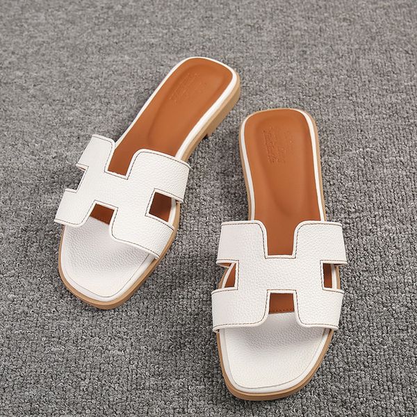 

New women de igner flat hoe open toe leather andal hoe ladie luxury fa hion wedding lide andal