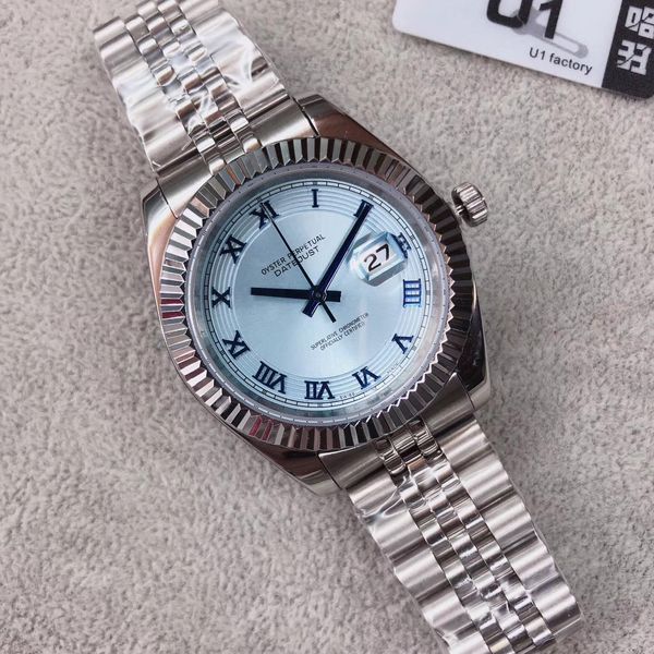 

40mm datejust blue wristwatches automatic ice mechanical bracelet jubilee designer movement diamond mens men watch irgew, Slivery;brown