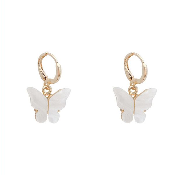 

10 pairs gold plated butterfly shell dangle earrings for women anniversary gift rectangle shape resin jewelry, Silver