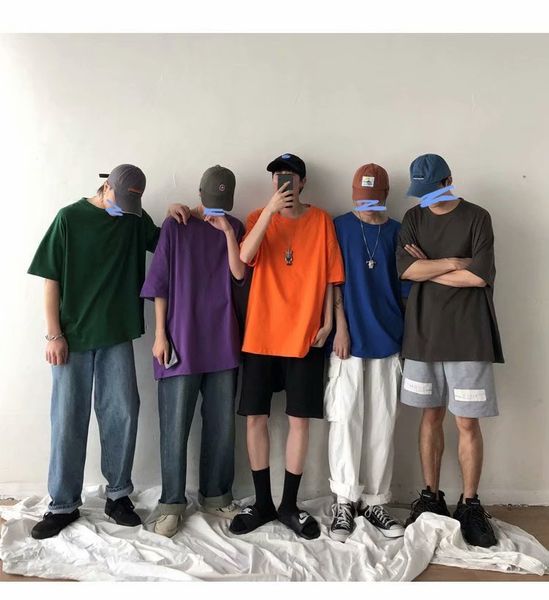 

milk more colour-purity color t shirt short sleeve men and women leisure time concise joker basics half sleeve white, White;black