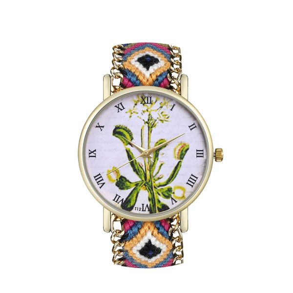 

simple braided rope bracelet watch women watches casual quartz wrist watch ladies roman numerals clock relogio #w, Slivery;brown